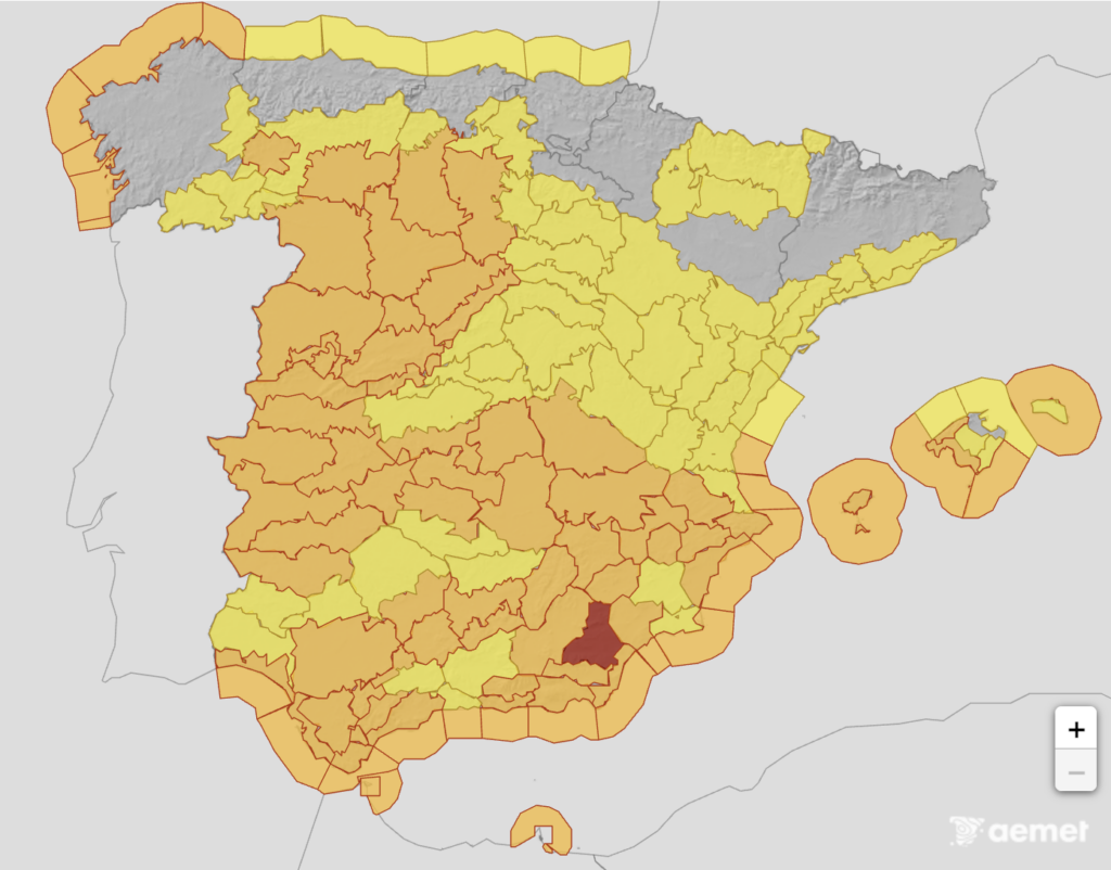 מפת מזג האויר ברחבי ספרד - Aemet